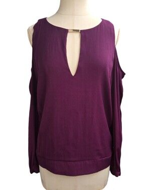 Bebe Burgundy Cold Shoulder Blouse